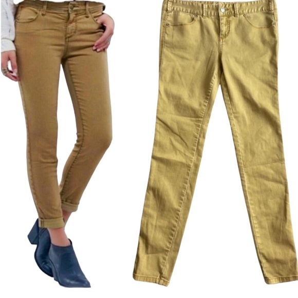 Free People Denim - FREE PEOPLE Skinny Jeans in Mustard / Gold Size 29